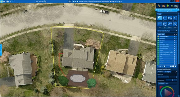 Aerial Images Construction markup in Pool Studio and VizTerra