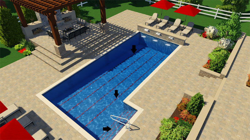 Swimming Lanes in 3D Swimming Pool Design Software