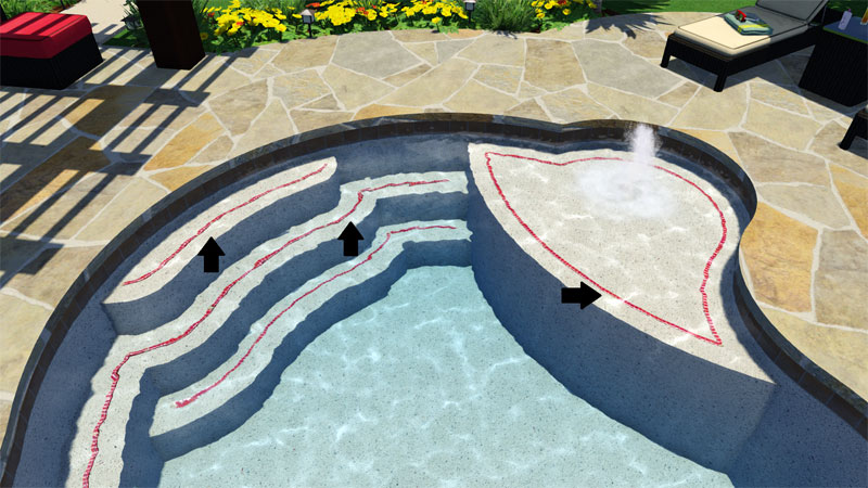 Step Tiles on 3D Swimming Pool Design
