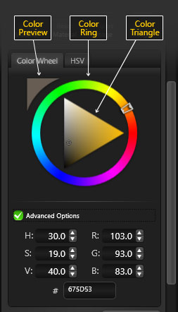 Color Options in the Materials Panel