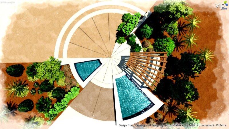 Radial form composition in landscape design software